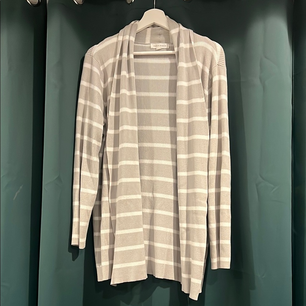 Striped Open-Front Cardigan Sweater